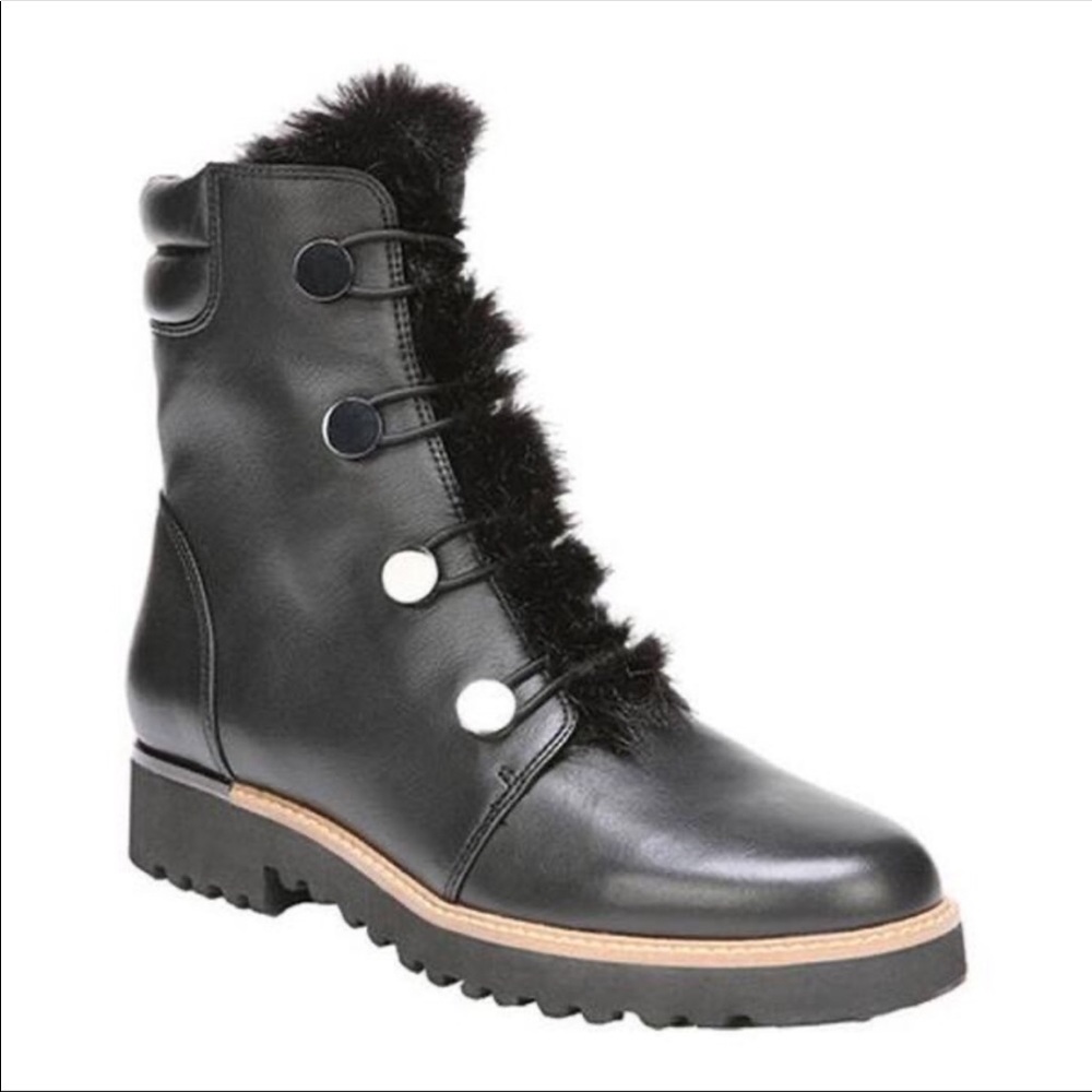 Franco Sarto Crown Leather Ankle Boot w/ Faux Fur